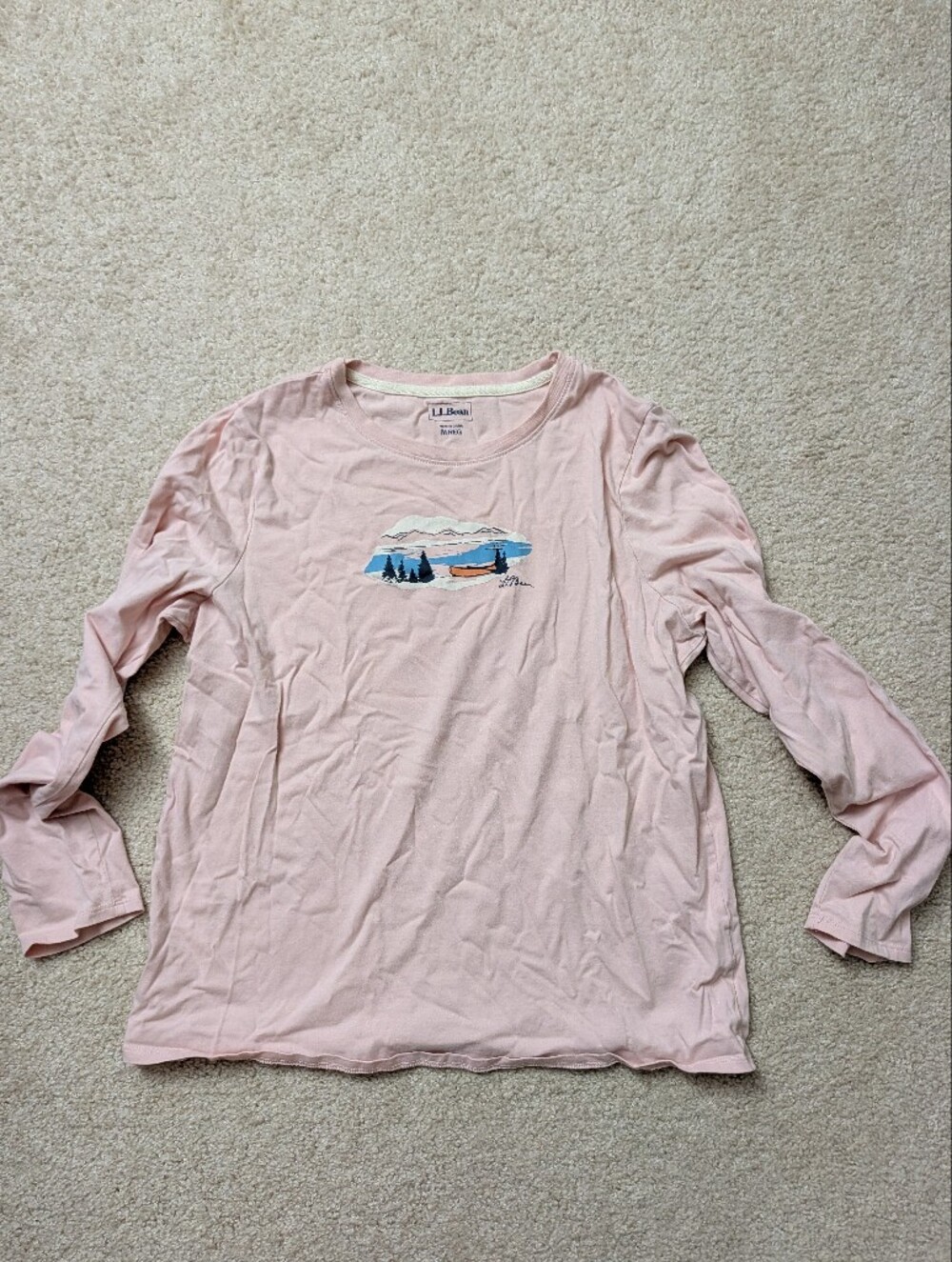 L.L. Bean Pink Long-Sleeve Graphic Shirt